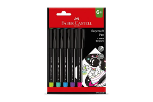 KIT CANETA SUPERSOFT PEN 1.0MM C/5 FABER CASTELL