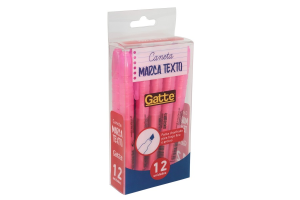 MARCA TEXTO GATTE ROSA CX C/ 12 PCS