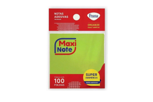 BLOCO AUTO ADESIVO MAXI NOTE VERDE 76MMX76MM NEON C 100 FLS